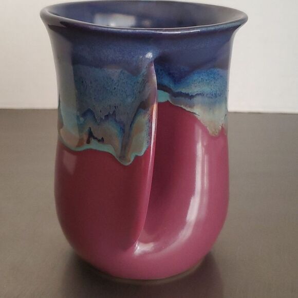 Naher Clay in Motion Purple Passion Handwarmer Mug Cup Left Hand Signed 14 oz - Picture 4 of 9